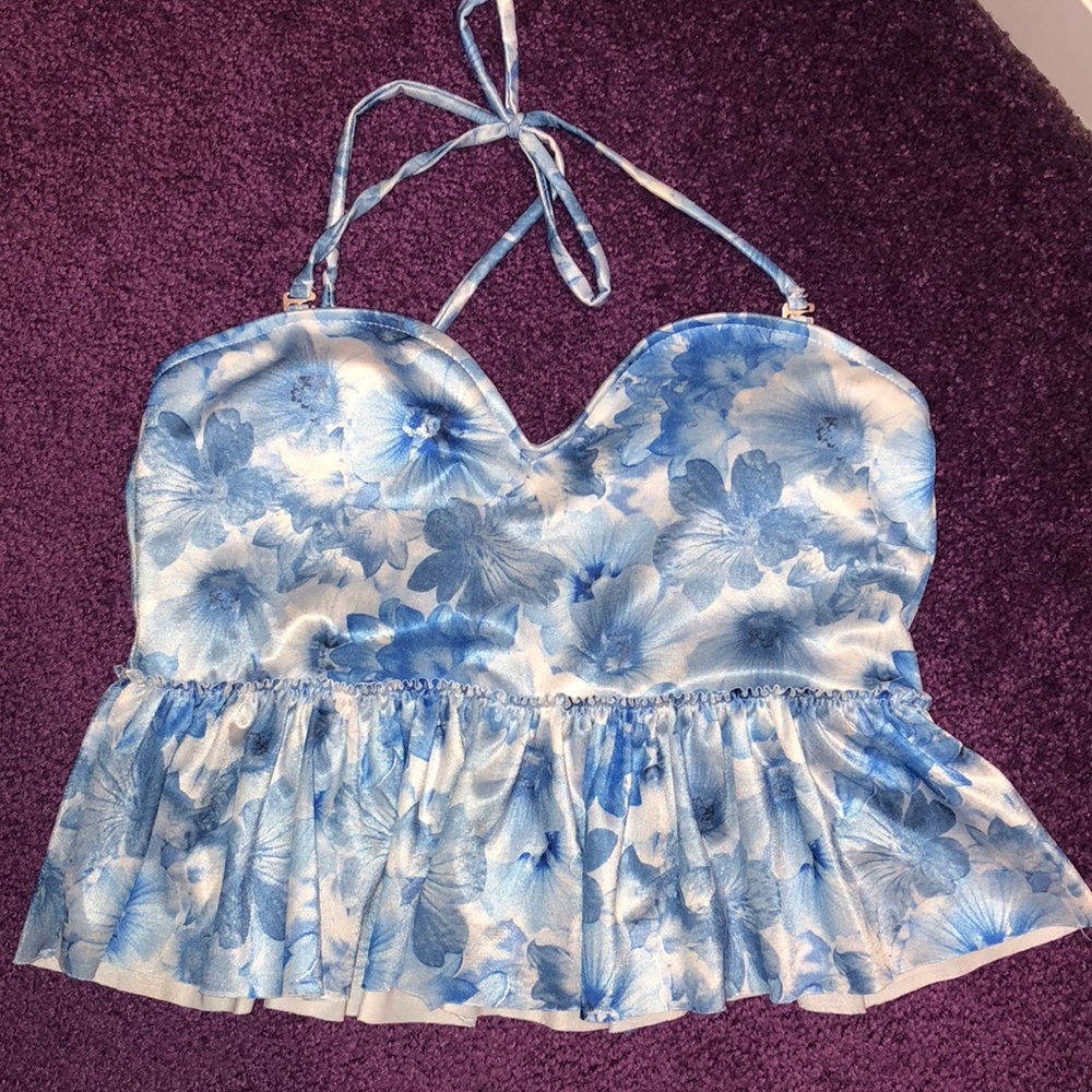 Kortni Jeane Floral Sweetheart Peplum Top